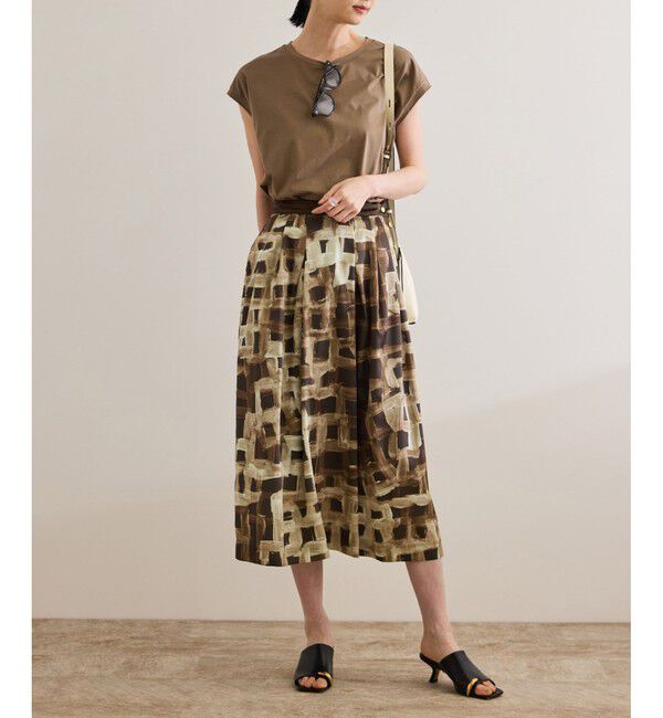 ROPE「スクエア ジオメトリックプリントスカート/イージーケア」|スカート|