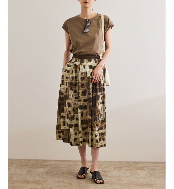 ROPE「スクエア ジオメトリックプリントスカート/イージーケア」|スカート|