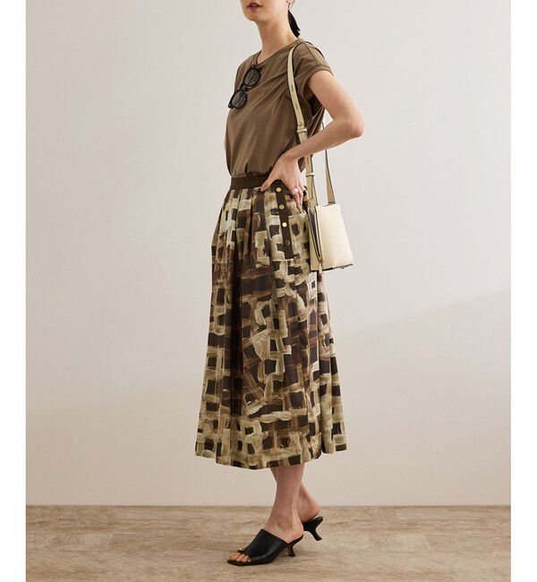 ROPE「スクエア ジオメトリックプリントスカート/イージーケア」|スカート|