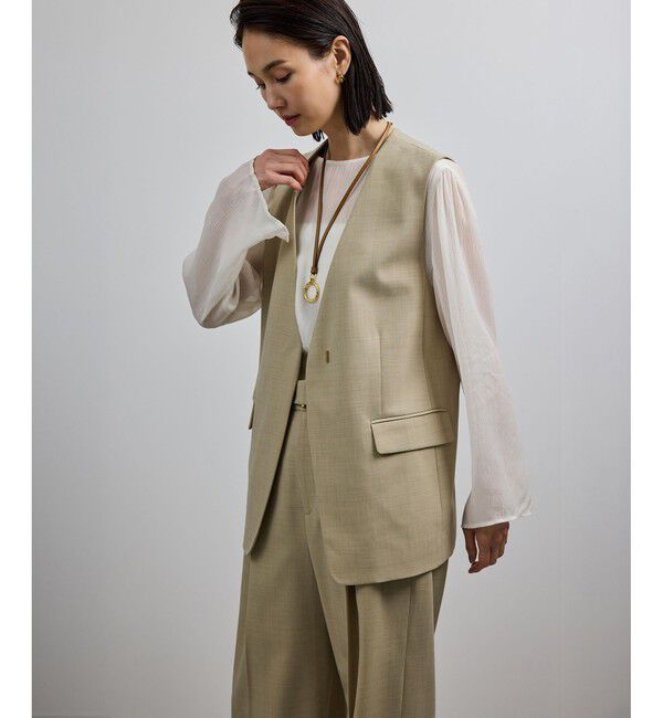 ROPE「【洗える】ウール混ツイル ジレベスト/セットアップ対応【WEB・一部店舗限定】」|ベスト・ジレ|