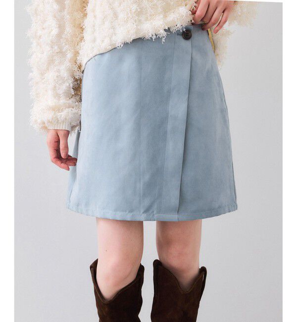 VIS「釦ポイントスエードライクミニスカート」|スカート|ブルー系(45)