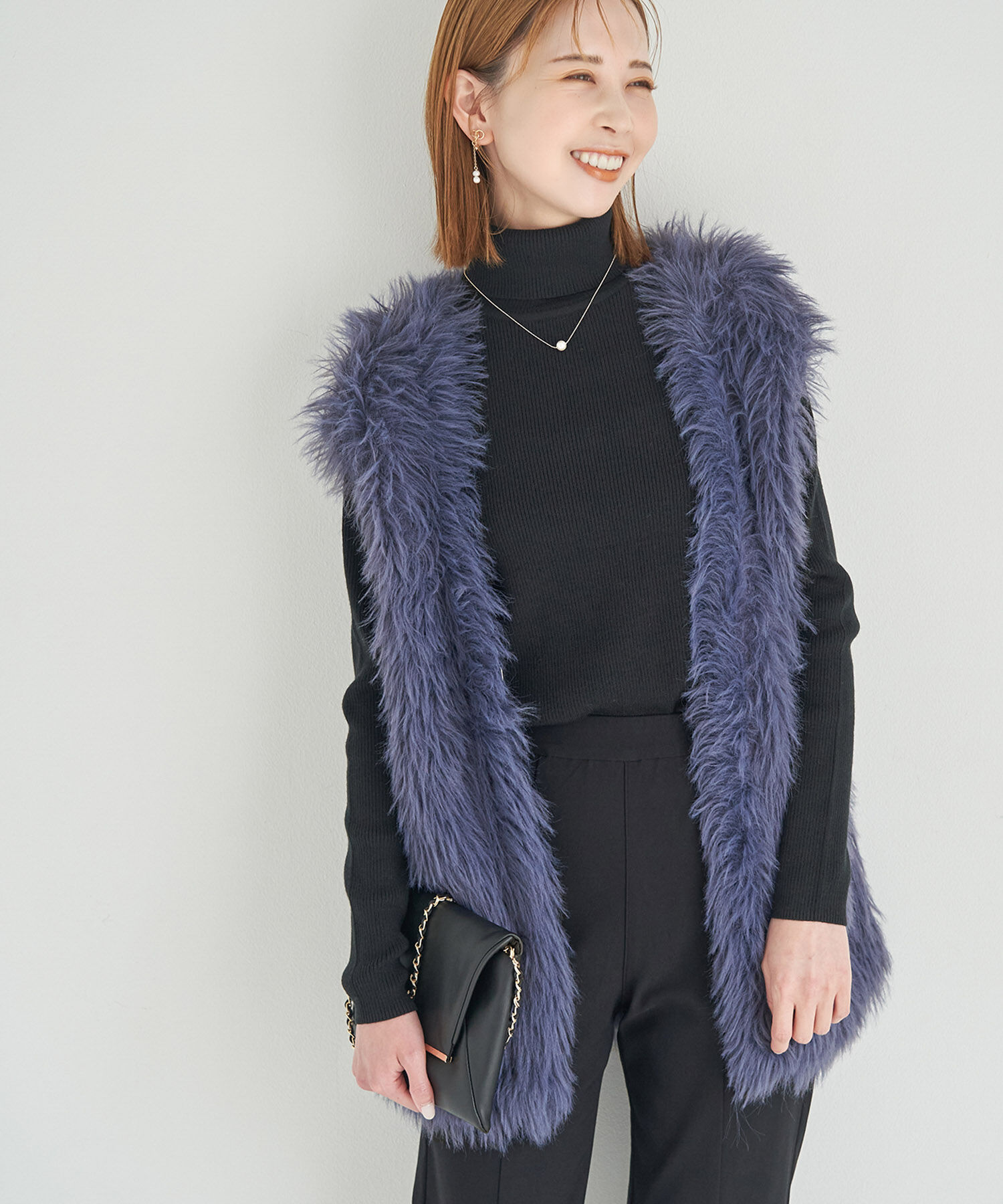 Rope&rsquo;Picnic「フェザーニットベスト」|ベスト・ジレ|ブルー系(45)