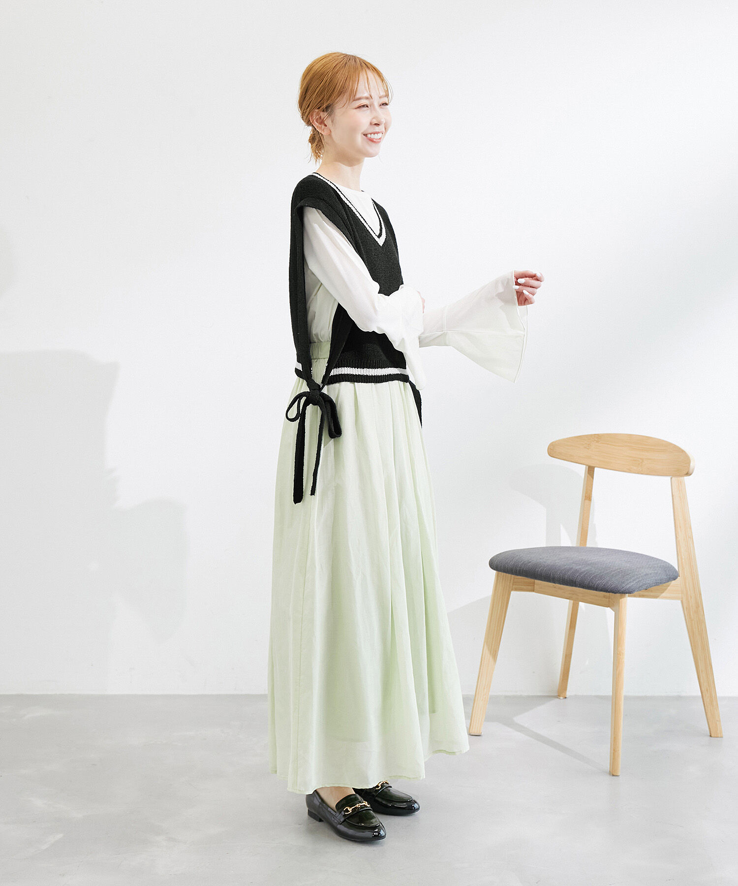 ROPE PICNIC PASSAGE「ブークレーライン入りサイドリボンレイヤードベスト」|ベスト・ジレ|