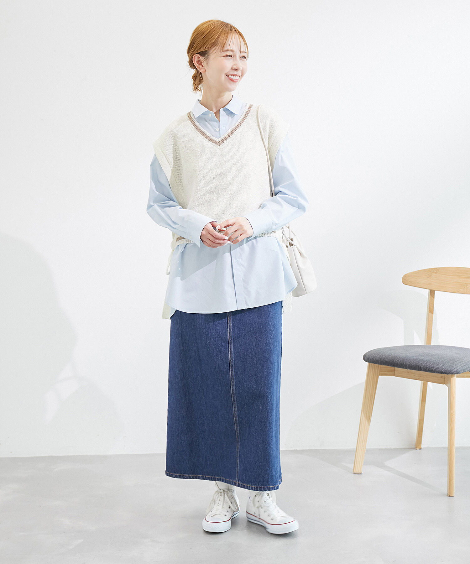 ROPE PICNIC PASSAGE「ブークレーライン入りサイドリボンレイヤードベスト」|ベスト・ジレ|