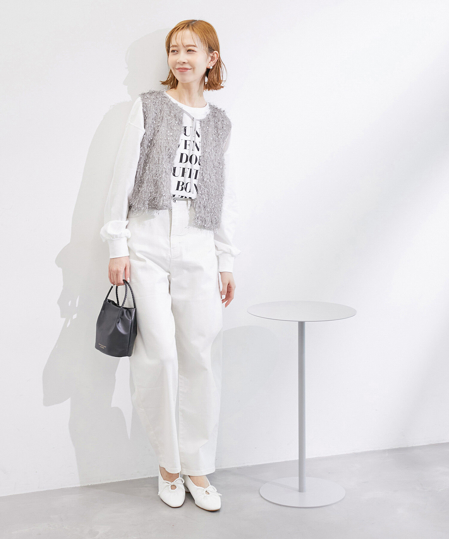 ROPE PICNIC PASSAGE「ファンシーヤーンリボンショートベスト」|ベスト・ジレ|