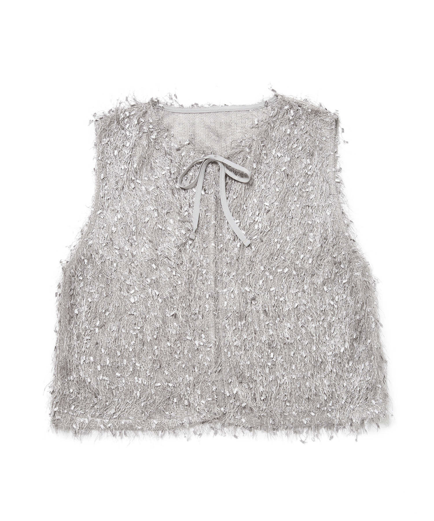 ROPE PICNIC PASSAGE「ファンシーヤーンリボンショートベスト」|ベスト・ジレ|