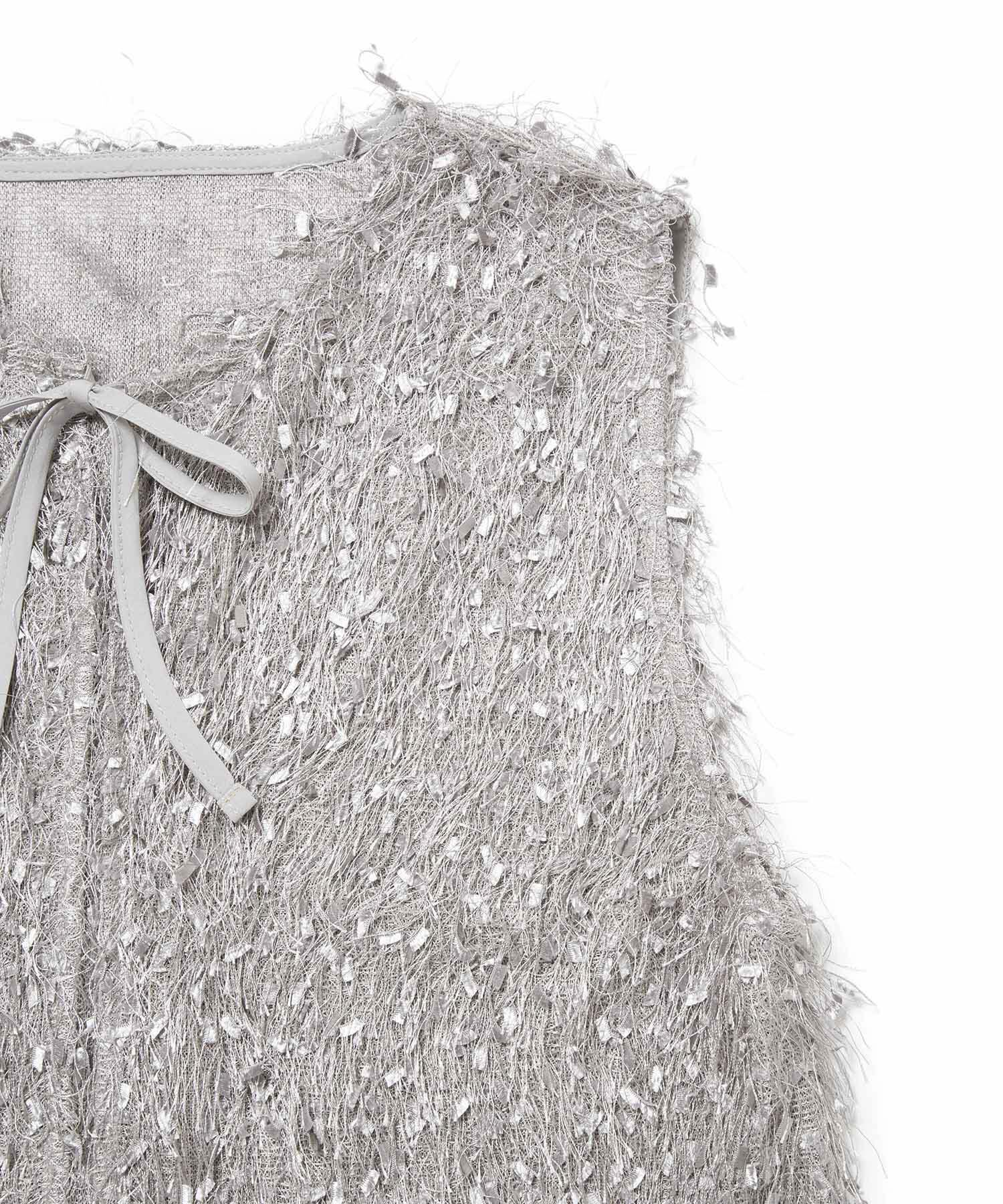 ROPE PICNIC PASSAGE「ファンシーヤーンリボンショートベスト」|ベスト・ジレ|