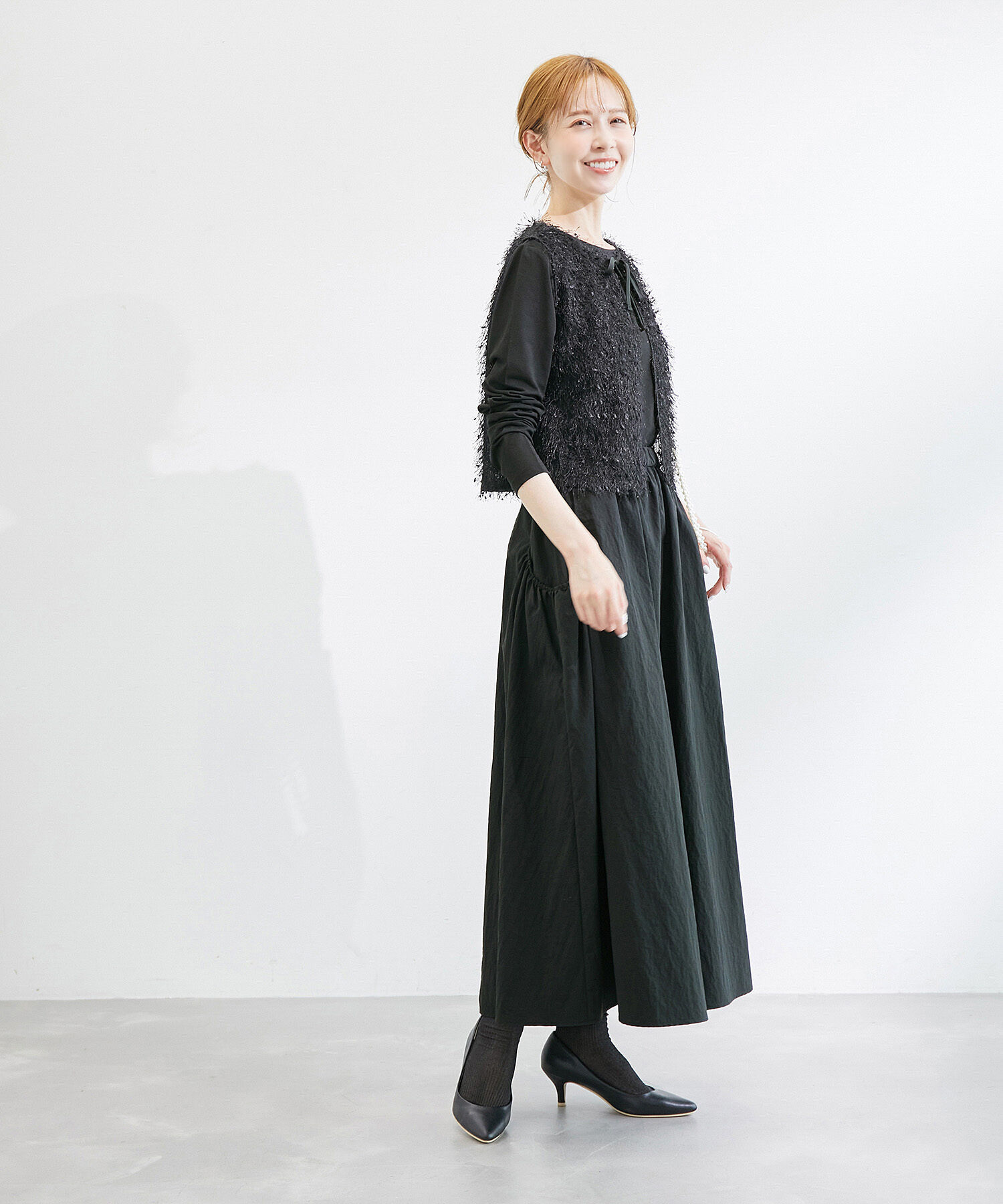 ROPE PICNIC PASSAGE「ファンシーヤーンリボンショートベスト」|ベスト・ジレ|