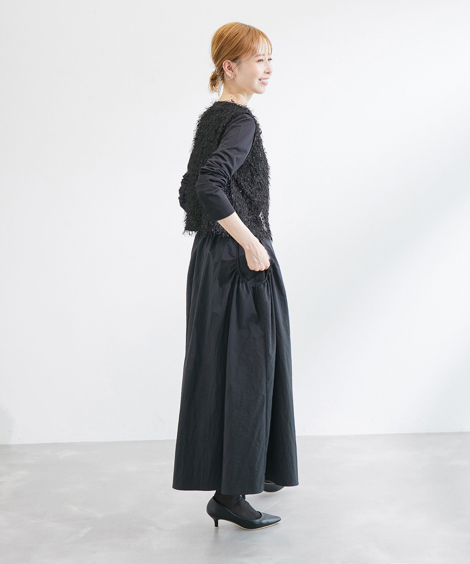 ROPE PICNIC PASSAGE「ファンシーヤーンリボンショートベスト」|ベスト・ジレ|