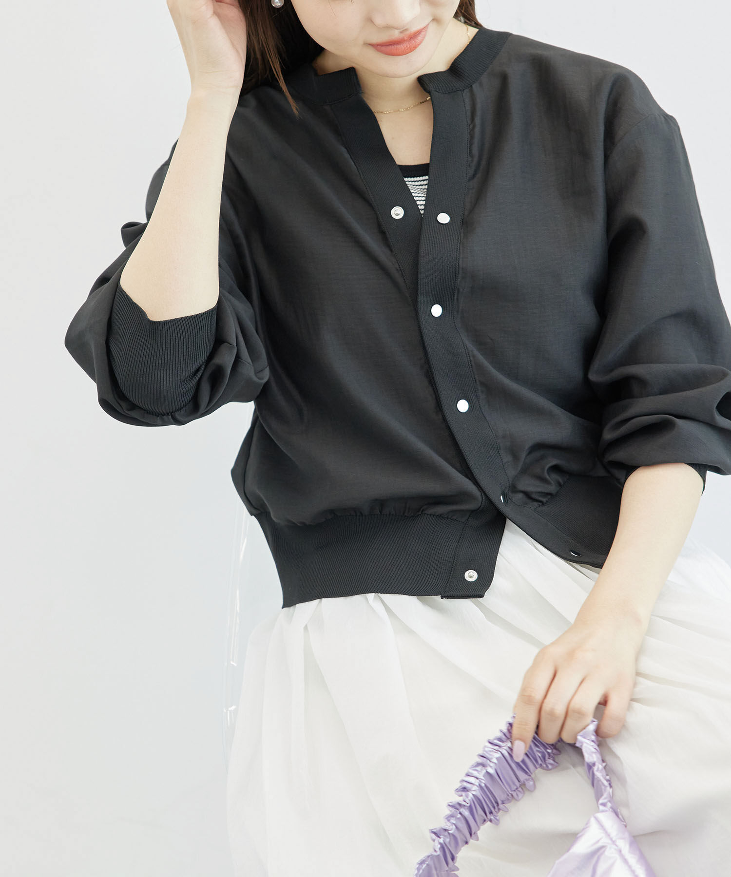 Rope&rsquo;Picnic「シアーブルゾンカーディガン」|カーディガン|