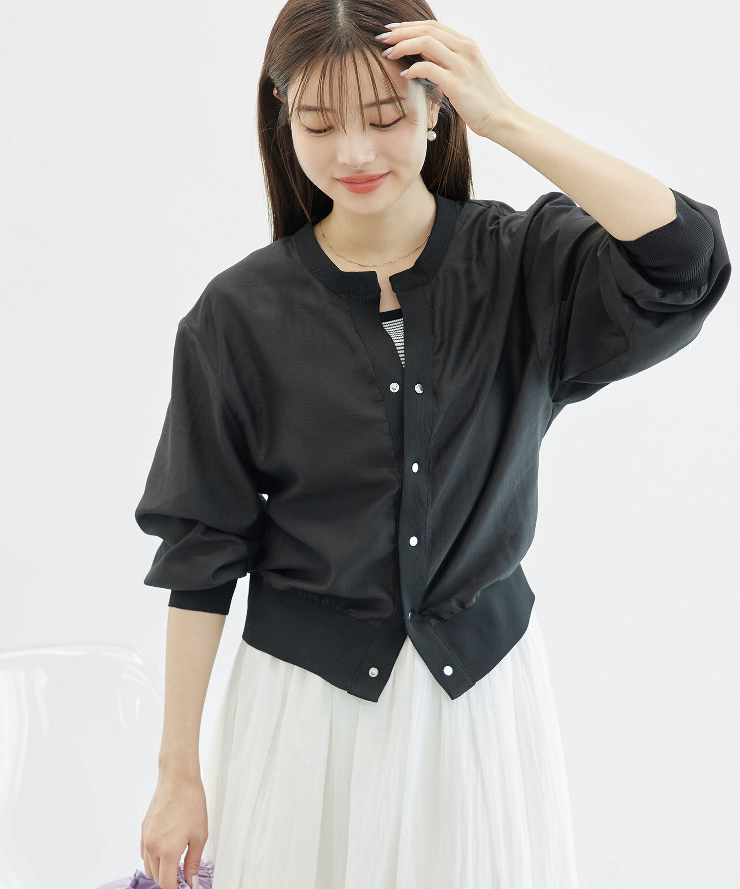 Rope&rsquo;Picnic「シアーブルゾンカーディガン」|カーディガン|