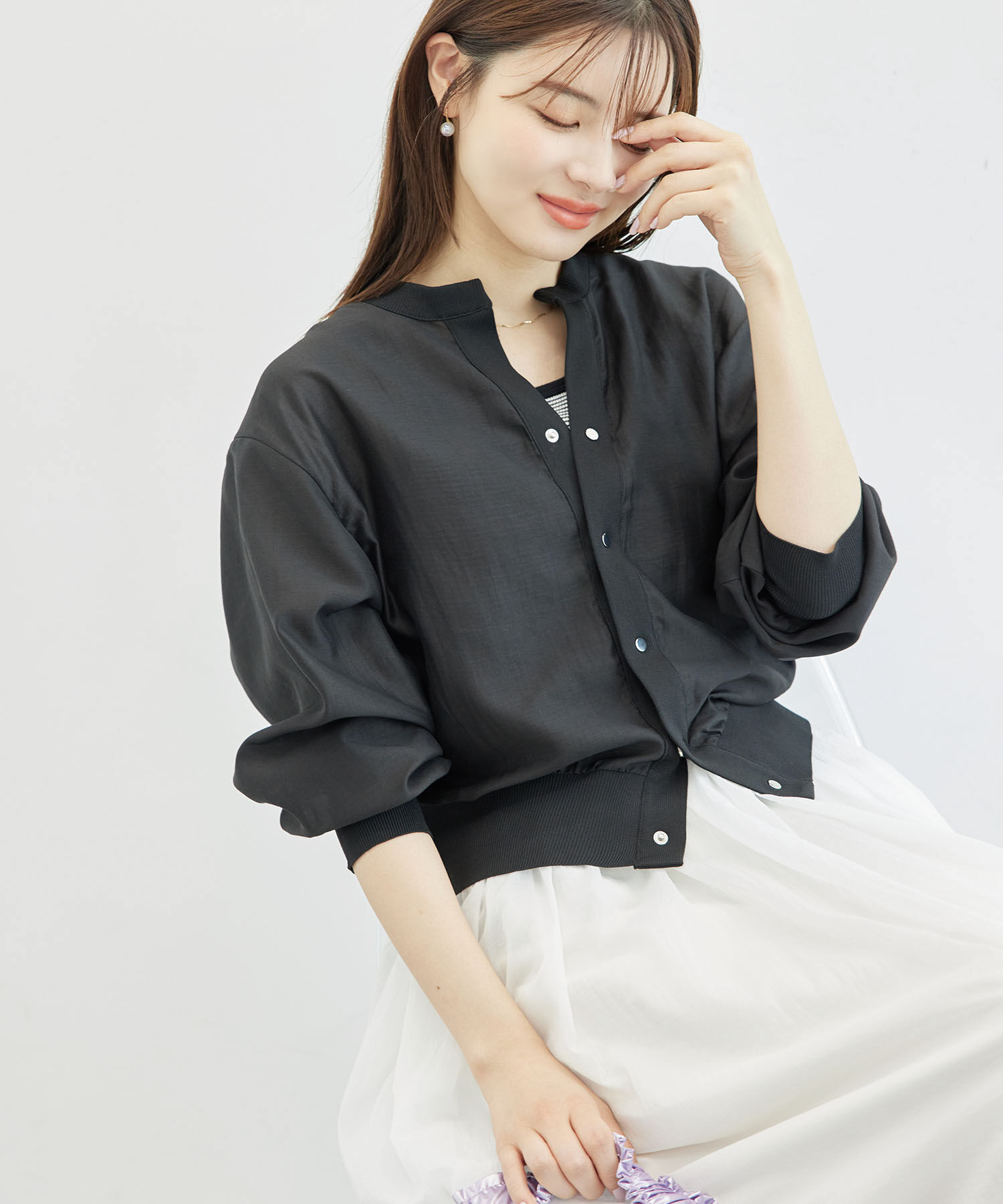 Rope&rsquo;Picnic「シアーブルゾンカーディガン」|カーディガン|