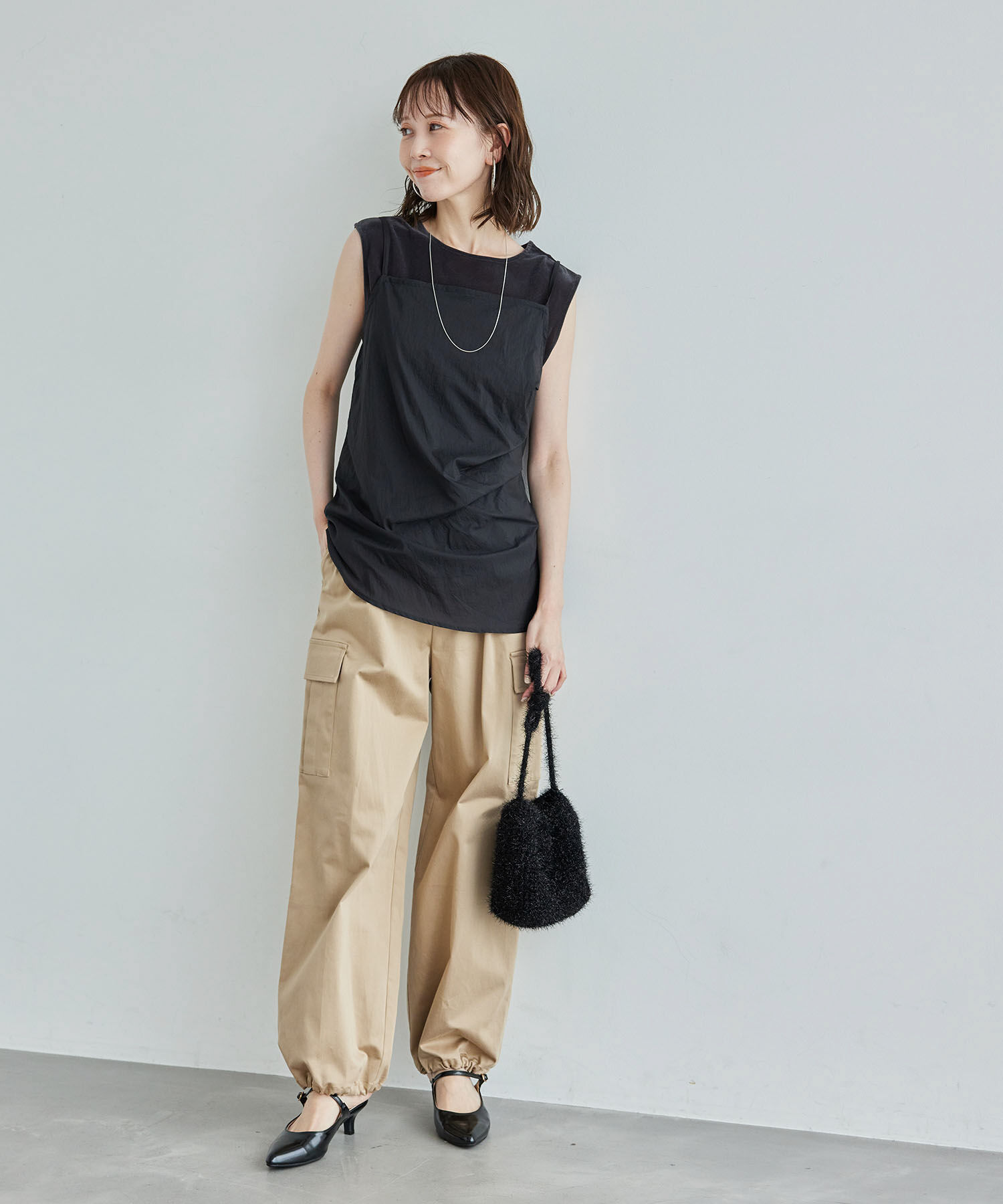 ROPE PICNIC PASSAGE「シアーミドル丈レイヤードキャミソール」|ベスト・ジレ|