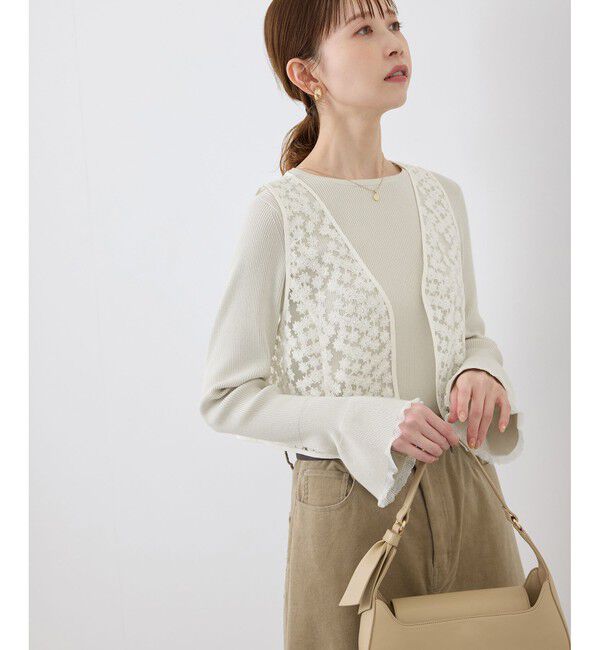 Rope&rsquo;Picnic「袖口フレアシアーニットプルオーバー/洗濯機OK」|ニット・セーター|