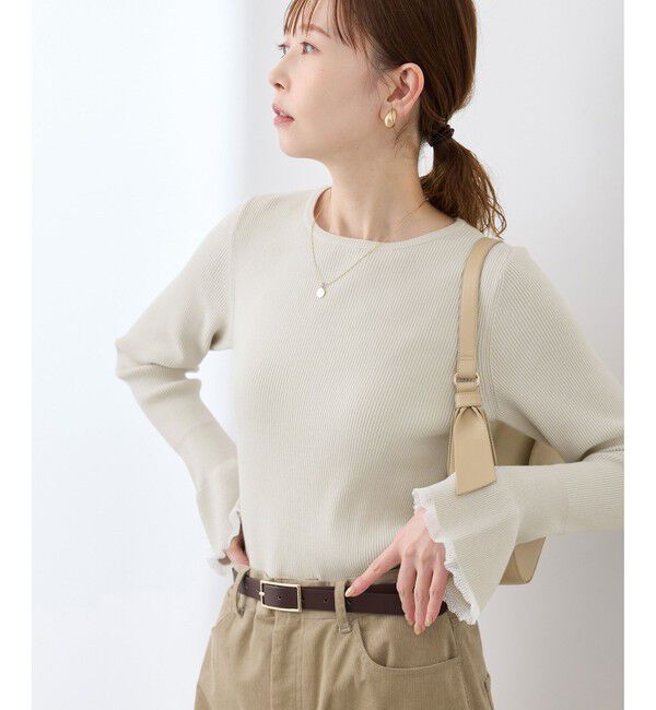 Rope&rsquo;Picnic「袖口フレアシアーニットプルオーバー/洗濯機OK」|ニット・セーター|