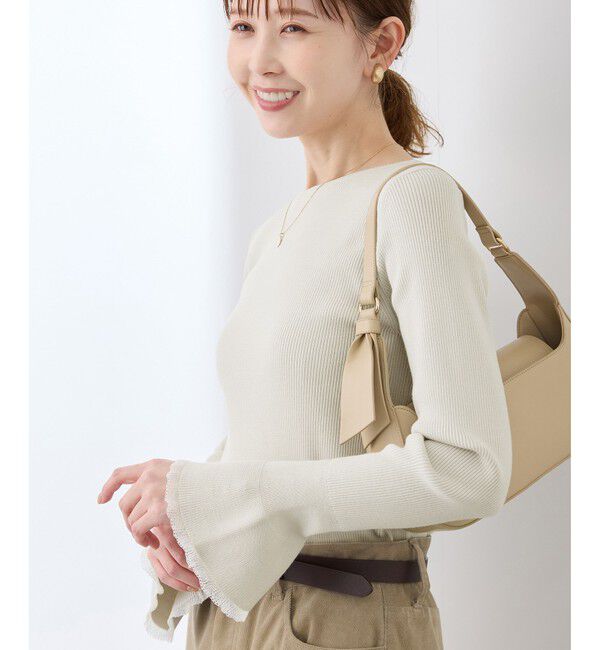 Rope&rsquo;Picnic「袖口フレアシアーニットプルオーバー/洗濯機OK」|ニット・セーター|グレーサブ(09)