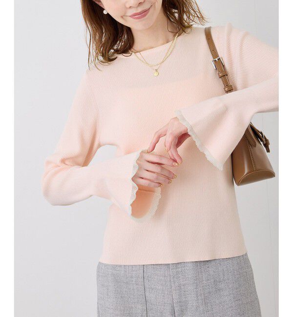 Rope&rsquo;Picnic「袖口フレアシアーニットプルオーバー/洗濯機OK」|ニット・セーター|ピンク系(65)