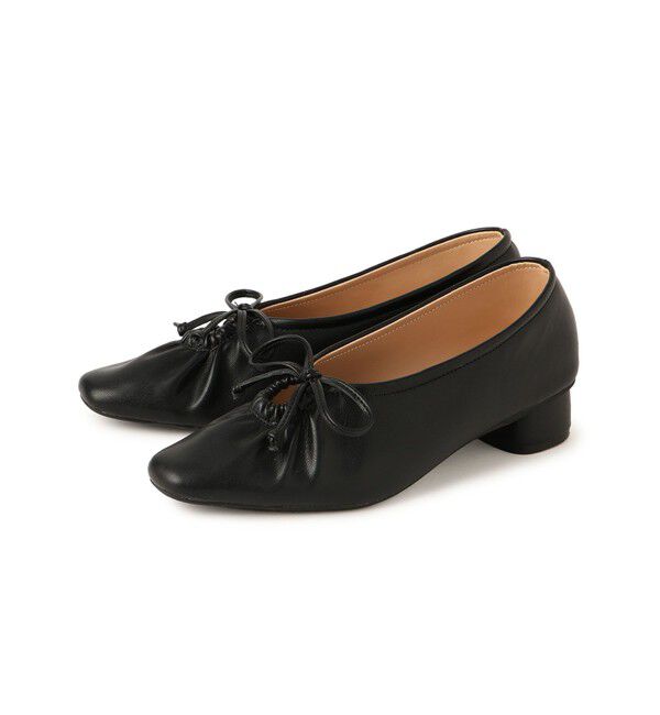 ROPE PICNIC PASSAGE「リボンギャザーミドルヒールパンプス」|パンプス|