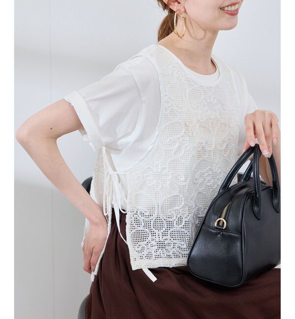 Rope&rsquo;Picnic「サイドリボンレースベスト」|ベスト・ジレ|ホワイト(10)