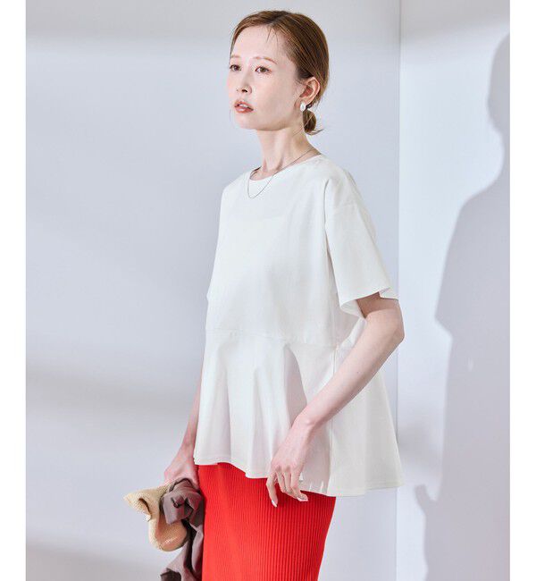 Rope&rsquo;Picnic「【UVカット・接触冷感】Cutee 着丈が選べる70シルケットペプラムカットトップス」|Tシャツ・カットソー|