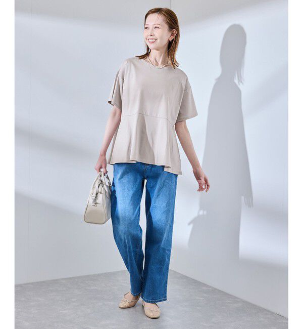 Rope&rsquo;Picnic「【UVカット・接触冷感】Cutee 着丈が選べる70シルケットペプラムカットトップス」|Tシャツ・カットソー|