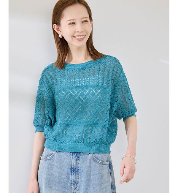 Rope&rsquo;Picnic「【前後2WAY】透かし編みレースカーディガン」|カーディガン|