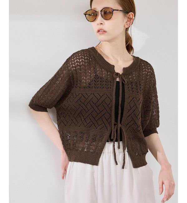 Rope&rsquo;Picnic「【前後2WAY】透かし編みレースカーディガン」|カーディガン|