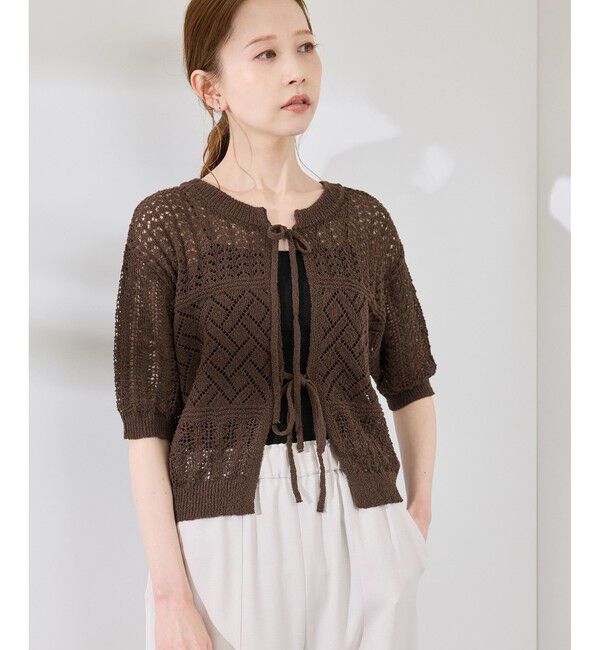 Rope&rsquo;Picnic「【前後2WAY】透かし編みレースカーディガン」|カーディガン|