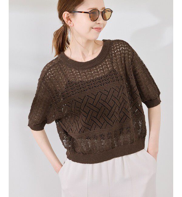 Rope&rsquo;Picnic「【前後2WAY】透かし編みレースカーディガン」|カーディガン|