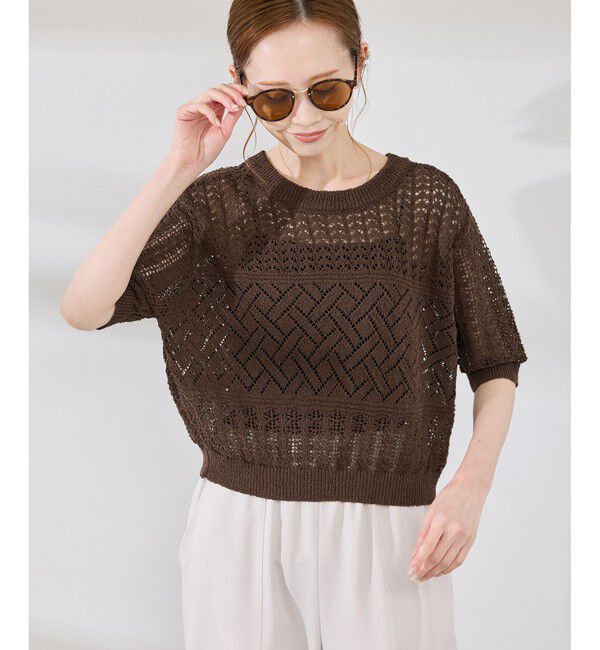 Rope&rsquo;Picnic「【前後2WAY】透かし編みレースカーディガン」|カーディガン|