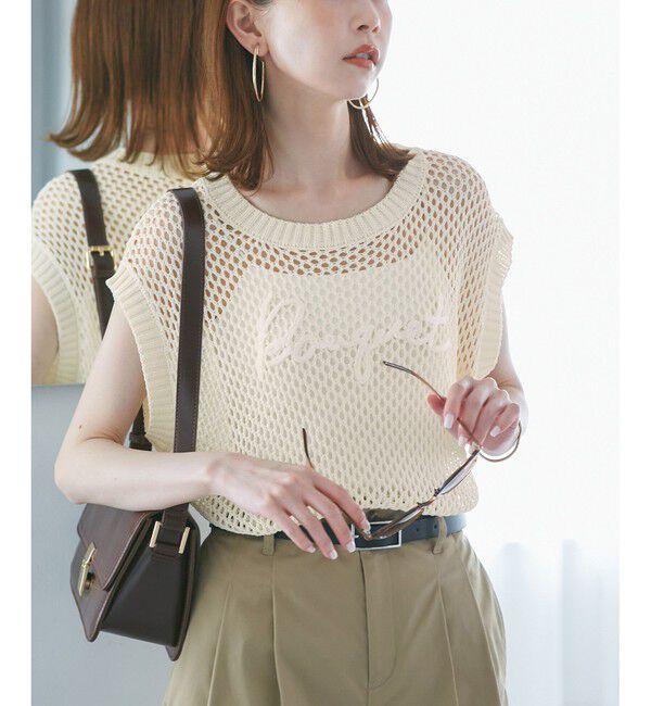 Rope&rsquo;Picnic「コード刺繍入りメッシュサマーニット」|ニット・セーター|オフホワイト(15)