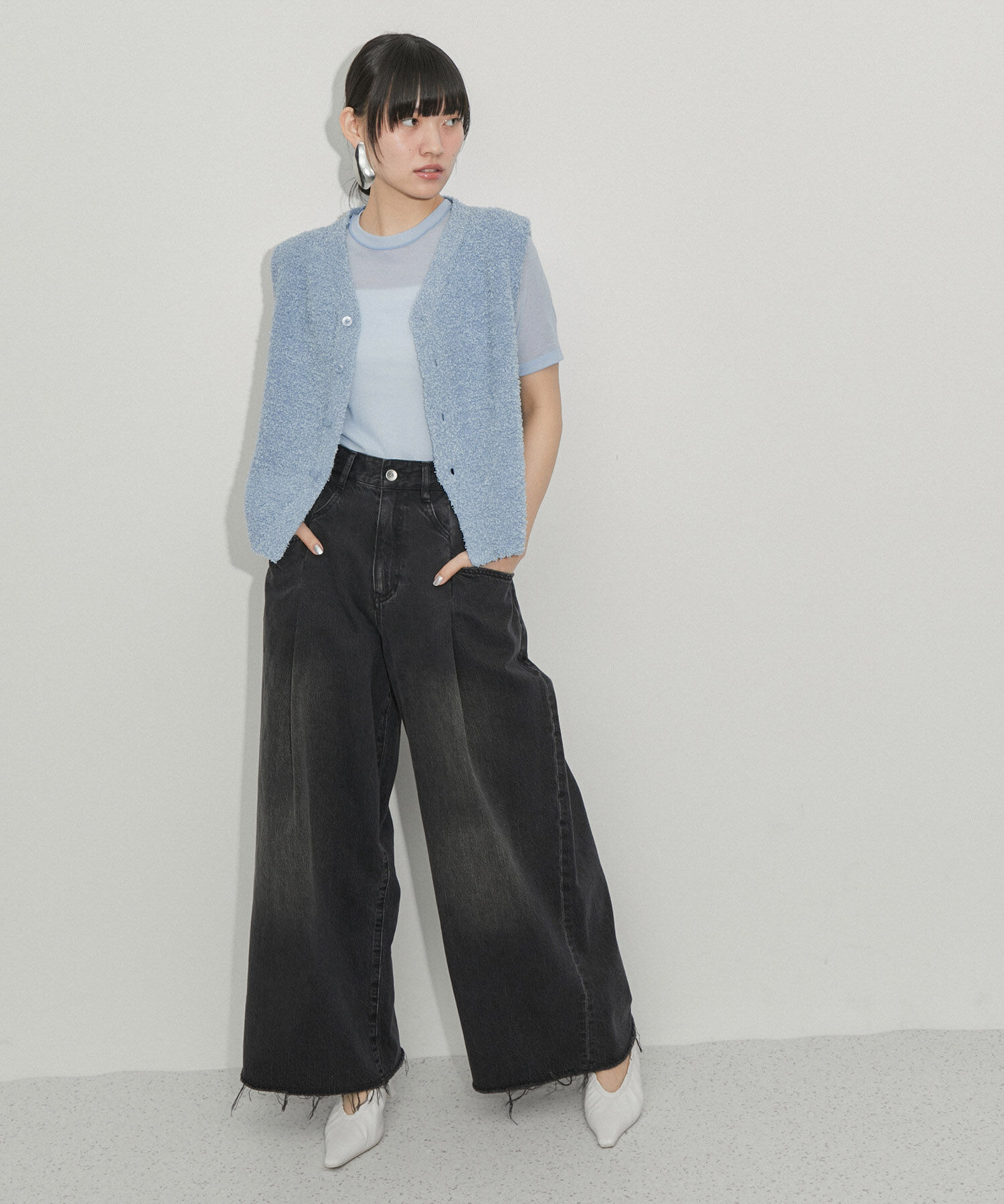 ADAM ET ROPE'「【サステナブル】ペーパーヤーンニットベスト」|ベスト・ジレ|