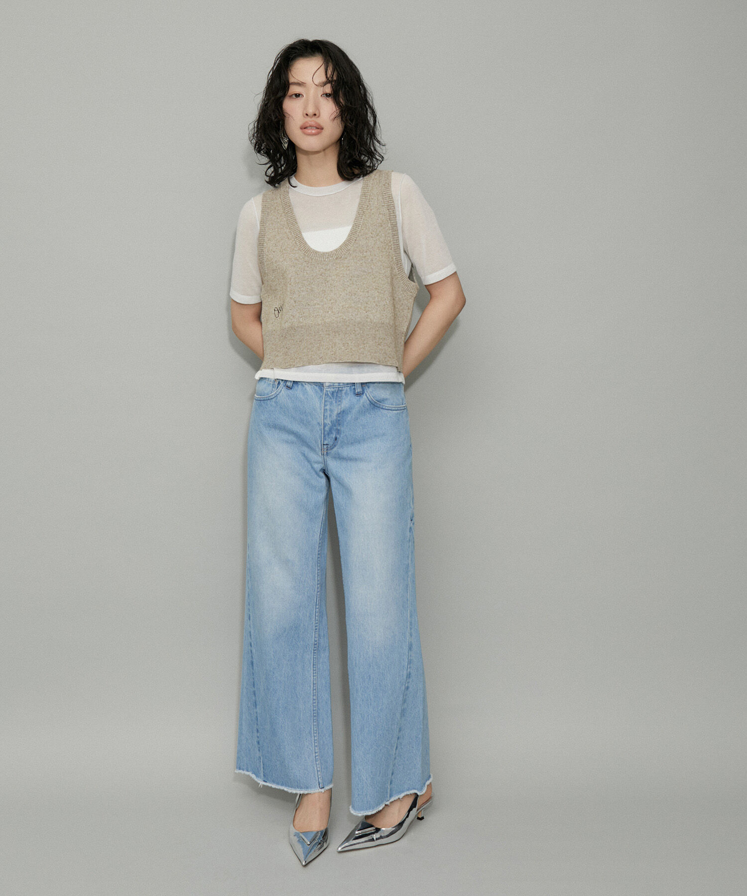 ADAM ET ROPE'「【WEB限定・洗える】ニットビスチェベスト」|ベスト・ジレ|