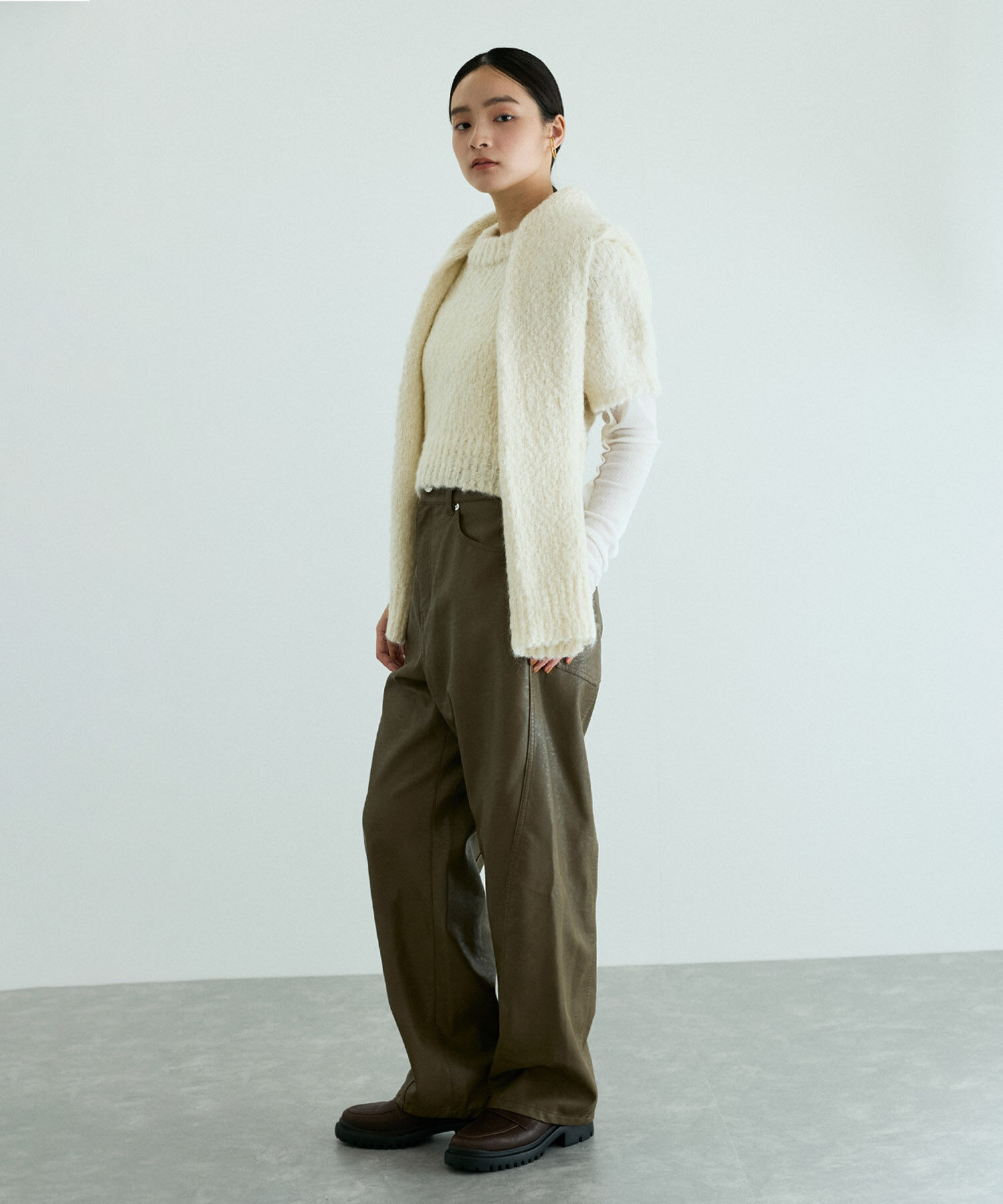 ADAM ET ROPE'「スラブフードマフラー」|ストール|