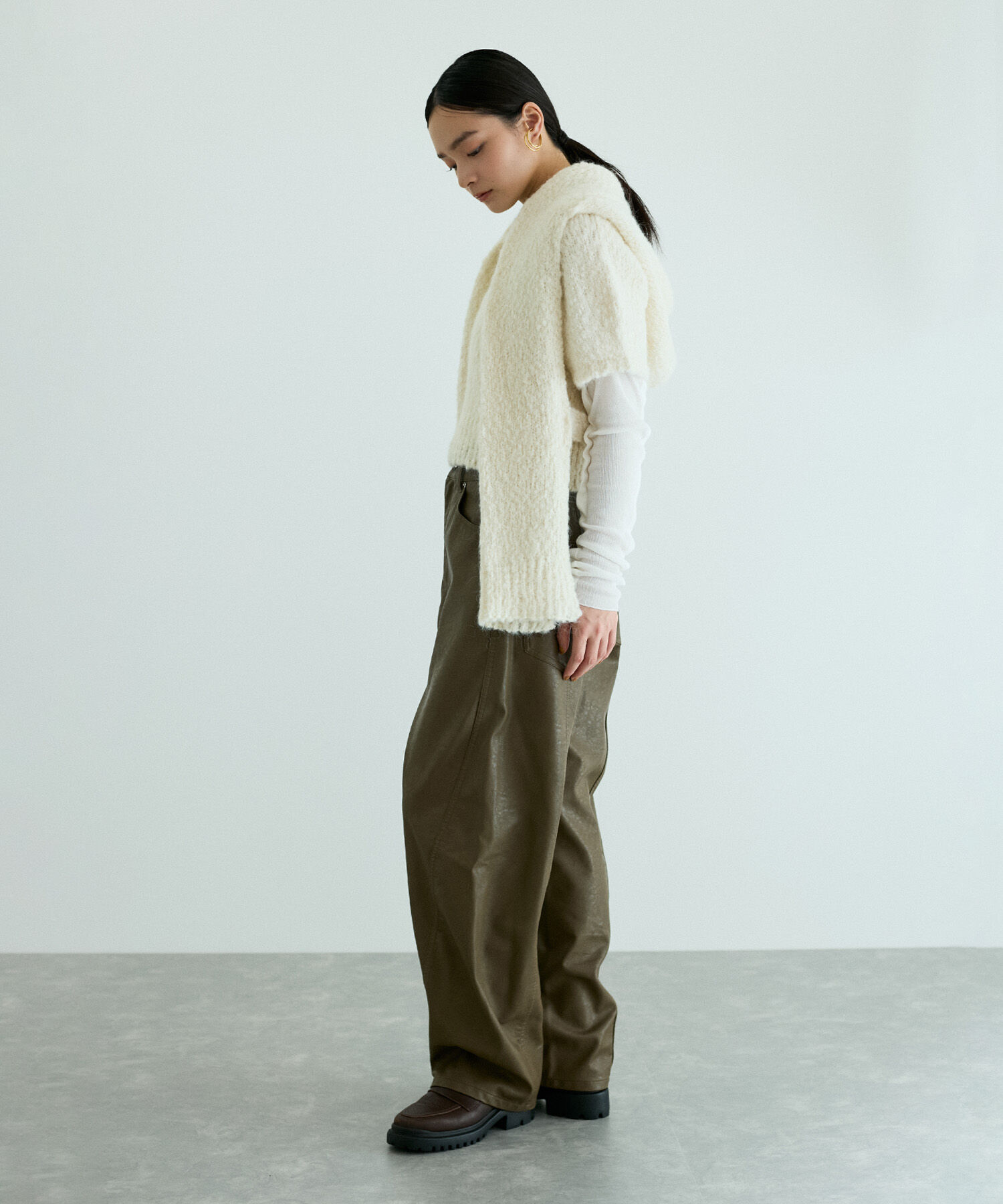 ADAM ET ROPE'「スラブフードマフラー」|ストール|