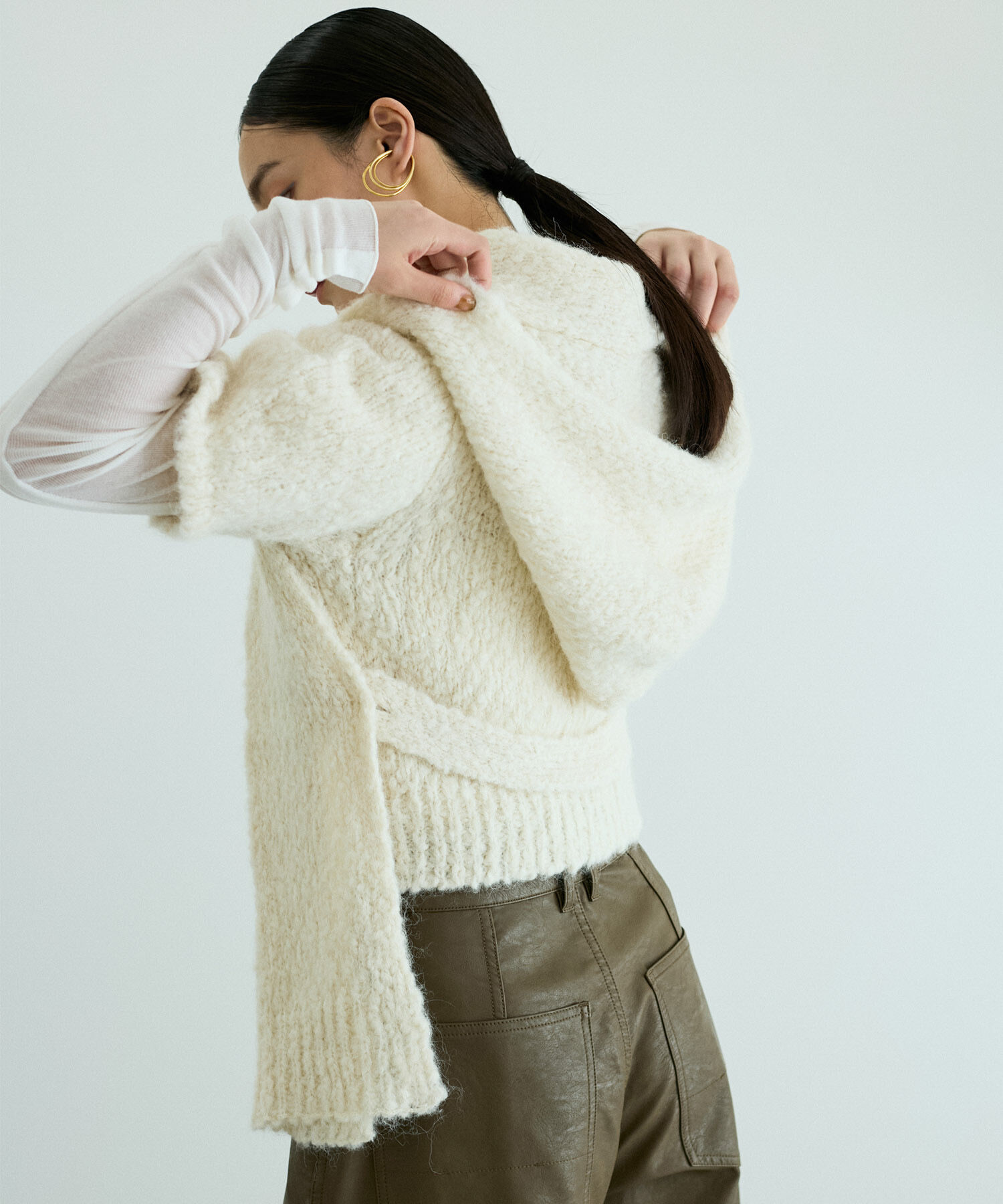 ADAM ET ROPE'「スラブフードマフラー」|ストール|