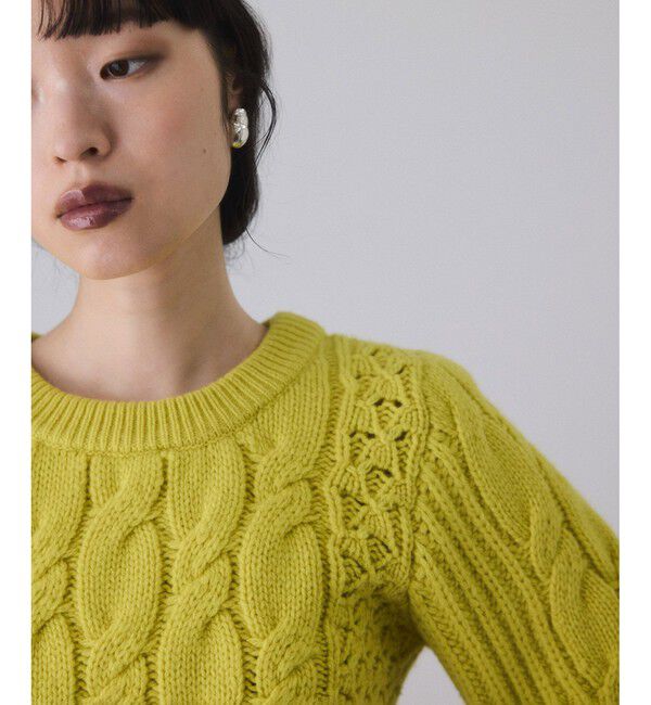 ADAM ET ROPE'「【サステナブル】ケーブルハーフスリーブニット」|ニット・セーター|