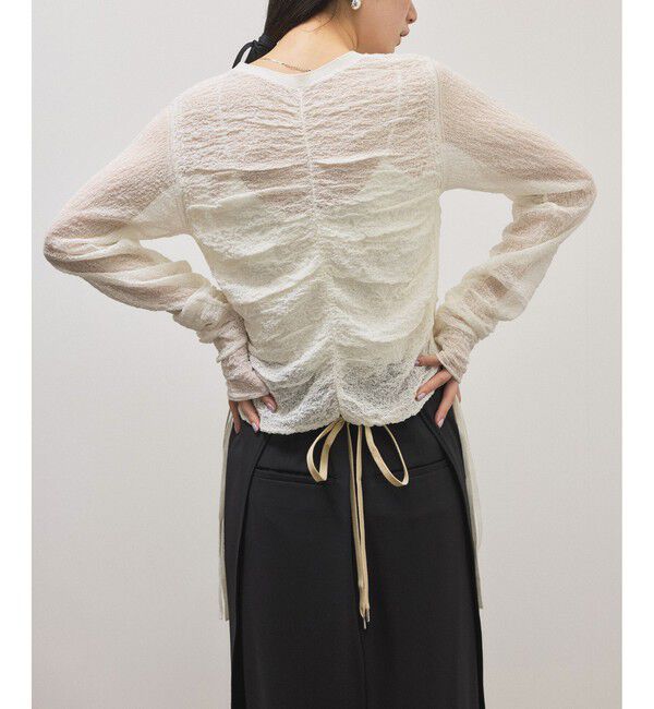 ADAM ET ROPE'「クレープリンクスギャザーカーディガン」|カーディガン|