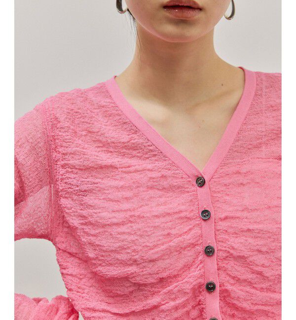 ADAM ET ROPE'「クレープリンクスギャザーカーディガン」|カーディガン|