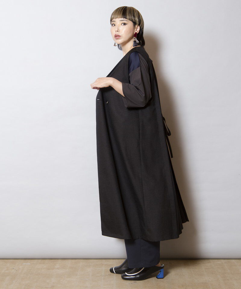  「アシンメトリープリーツロングジレ」|ベスト・ジレ|