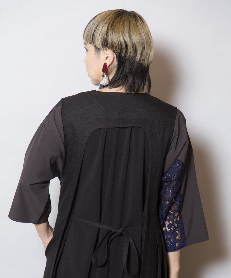  「アシンメトリープリーツロングジレ」|ベスト・ジレ|