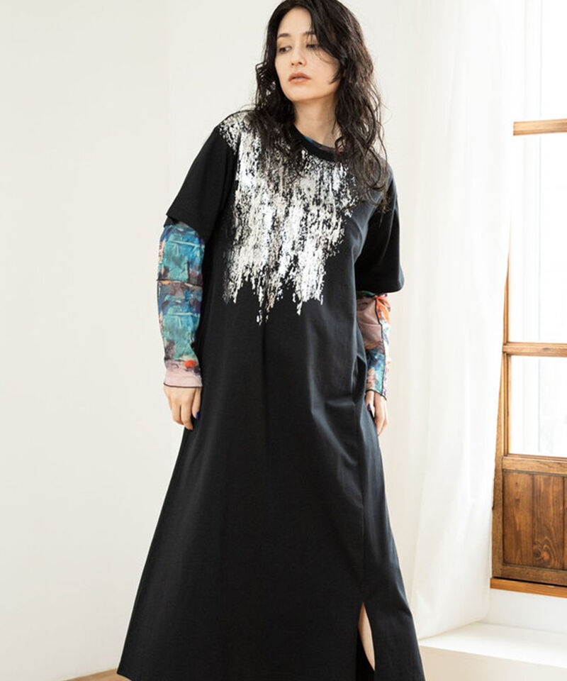  「プリントワンピース」|ワンピース|BLACK