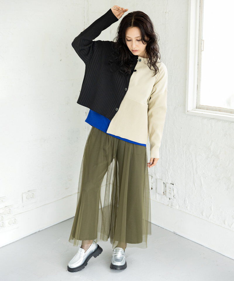  「2WAYバイカラーニットカーディガン」|ニット・セーター|