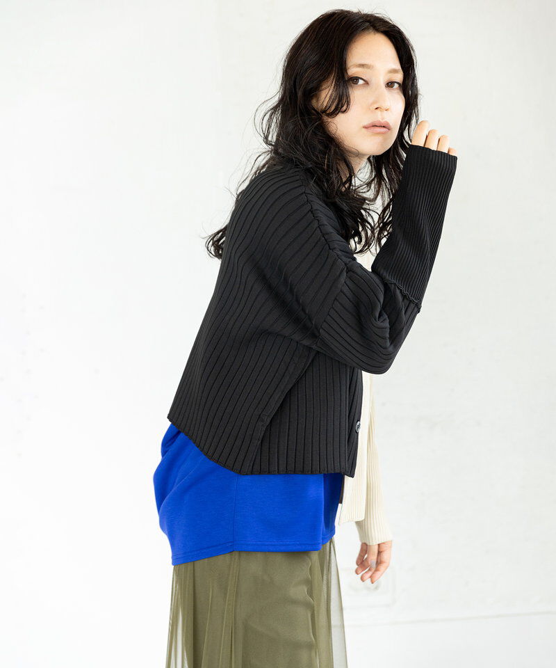  「2WAYバイカラーニットカーディガン」|ニット・セーター|