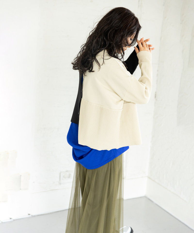  「2WAYバイカラーニットカーディガン」|ニット・セーター|