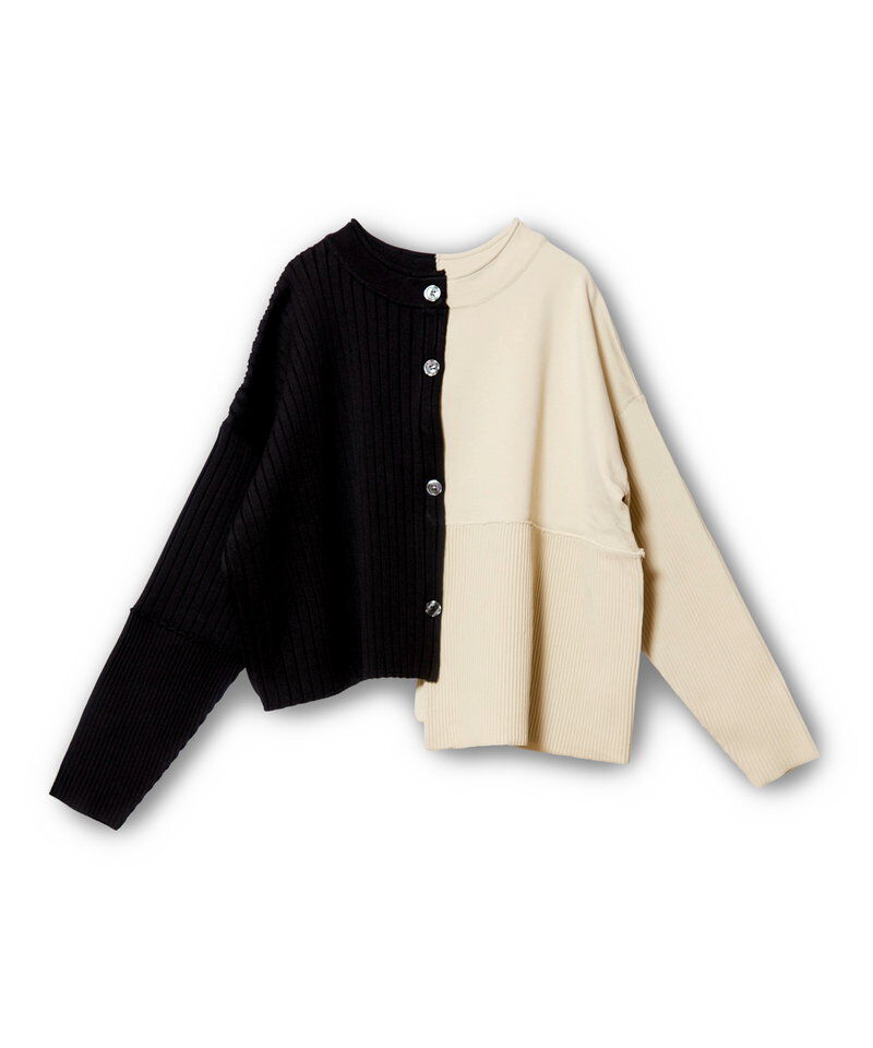  「2WAYバイカラーニットカーディガン」|ニット・セーター|