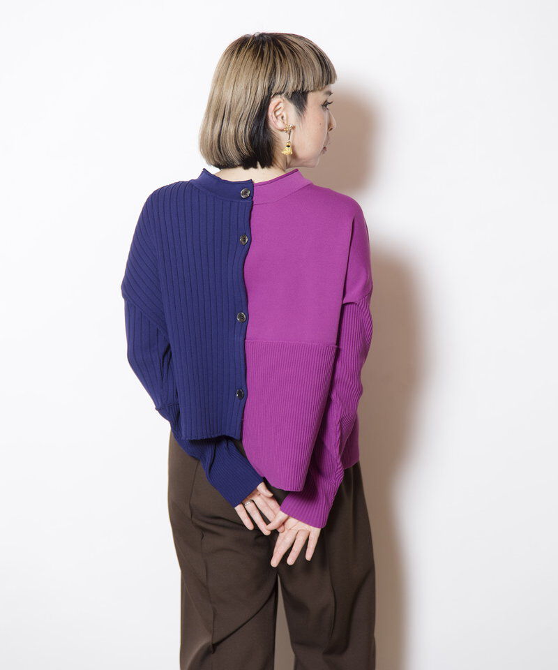  「2WAYバイカラーニットカーディガン」|ニット・セーター|