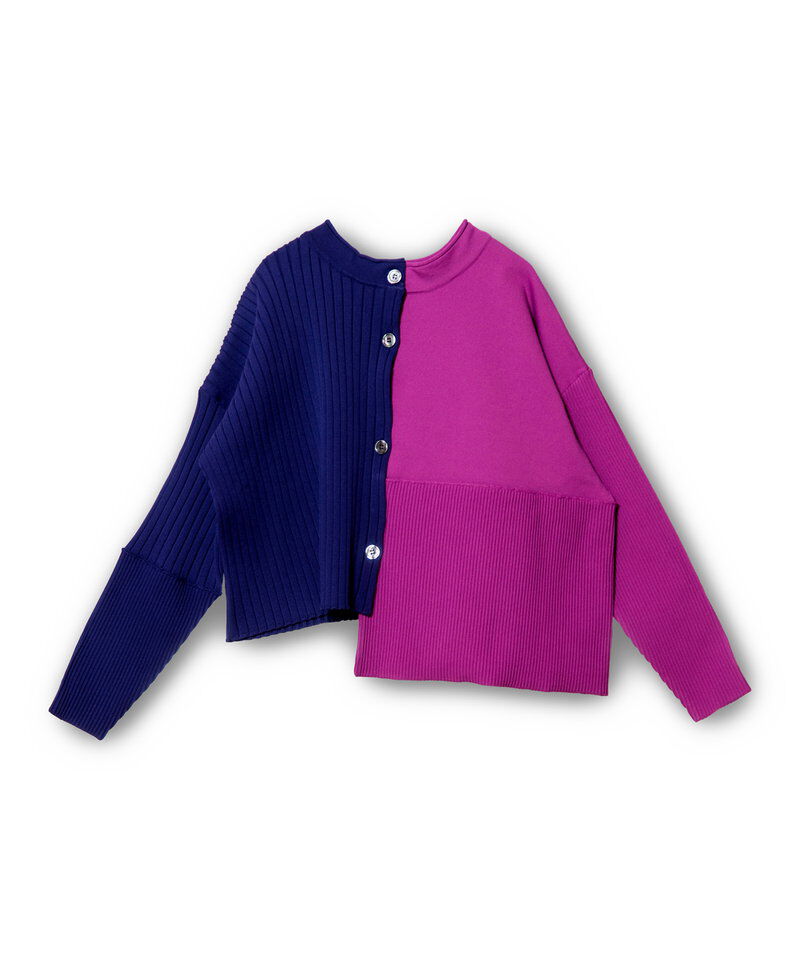  「2WAYバイカラーニットカーディガン」|ニット・セーター|