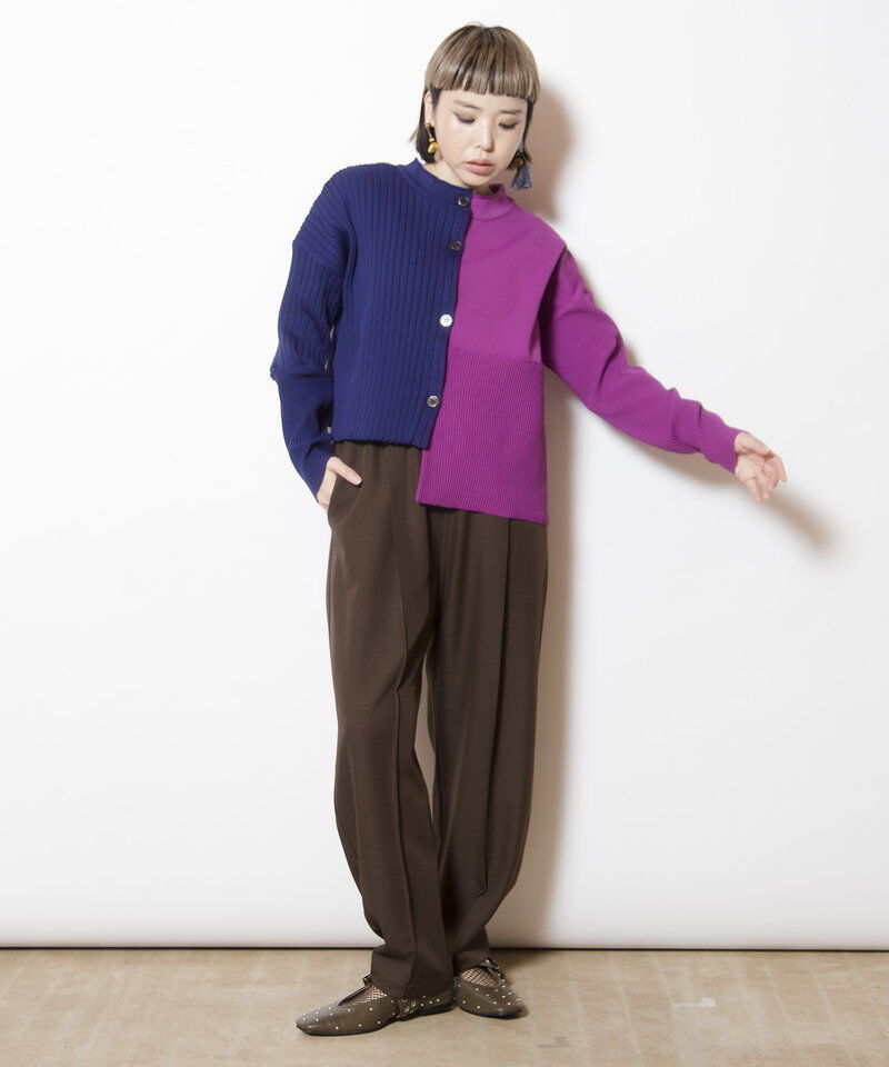  「2WAYバイカラーニットカーディガン」|ニット・セーター|