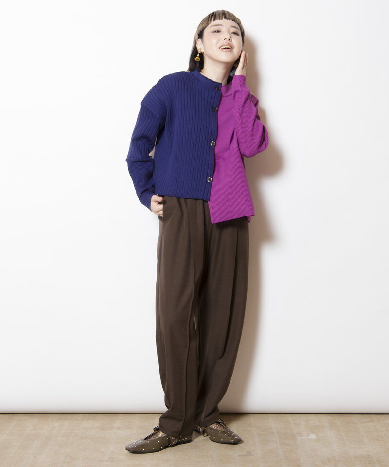  「2WAYバイカラーニットカーディガン」|ニット・セーター|